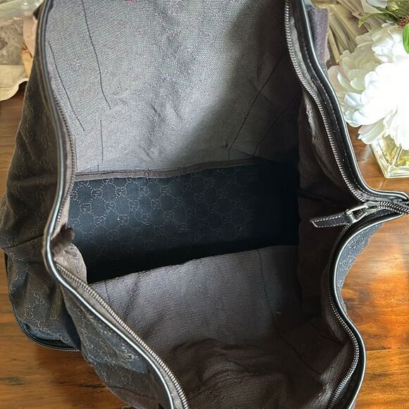 Gucci Black/Brown Collapsible Folding Travel Tote Bag Purse impeccable - Picture 10 of 17